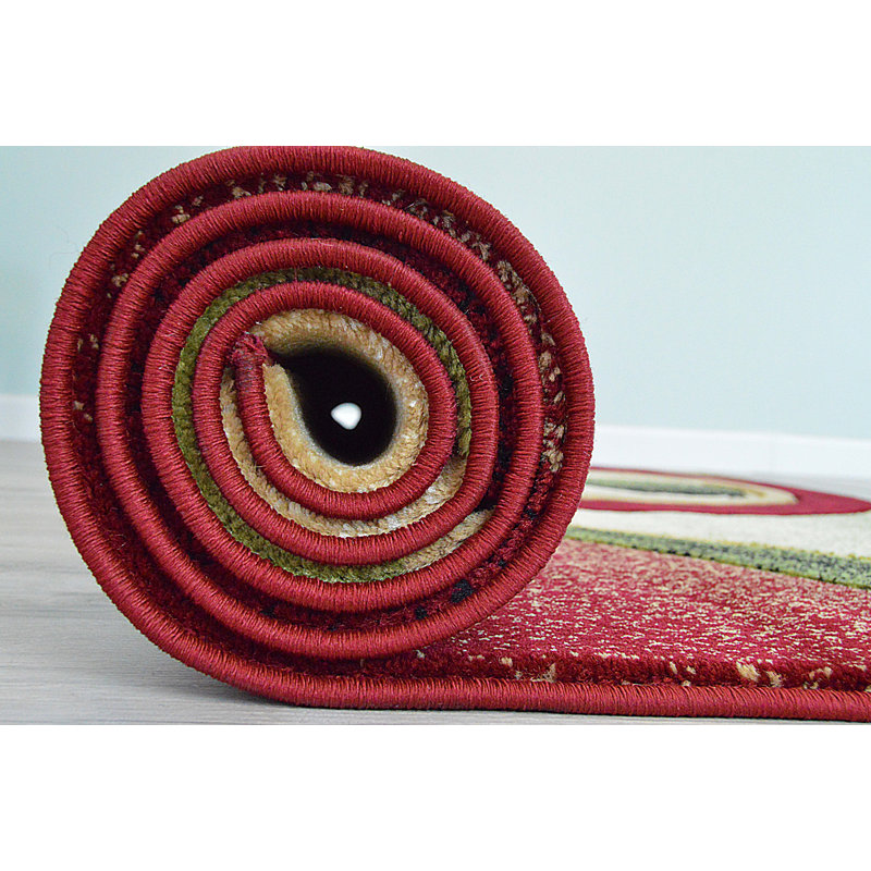 Ivy Bronx Mccampbell Performance Burgundy/Green/Beige Rug & Reviews